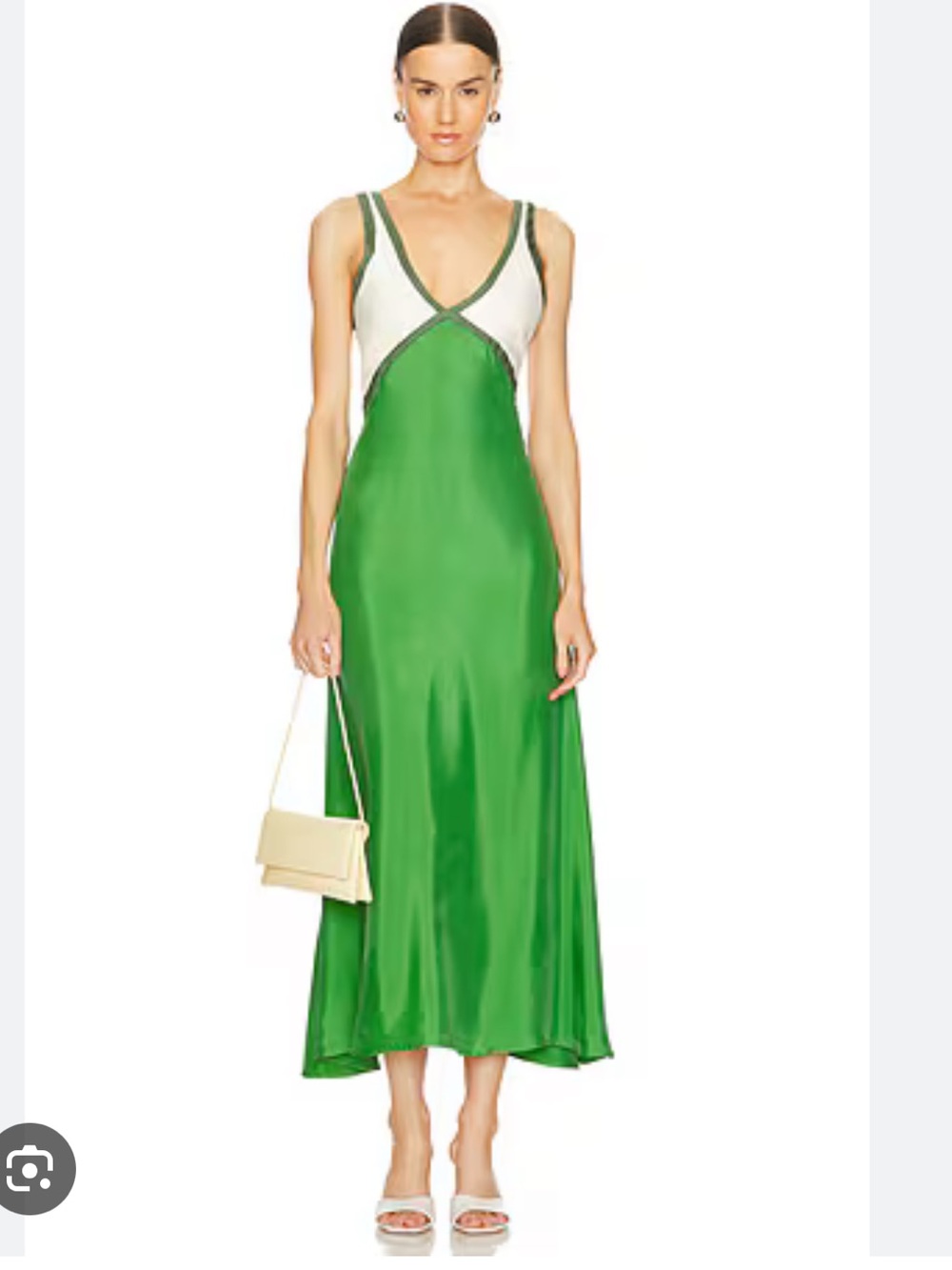 SANCIA/ The Naomi Satin Midi Dress Bottle Green / L/ NWT